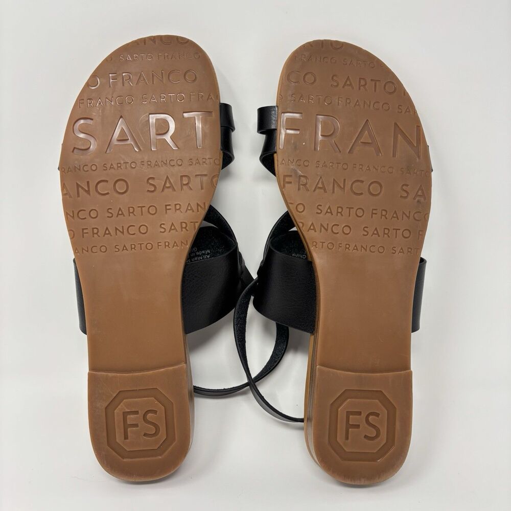 Franco Sarto Gigi Strappy Womens US 10M Black Toe Loop Sandals - Picture 6 of 7